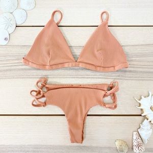 San Lorenzo | Ribbed cheeky bikini set | Size Large